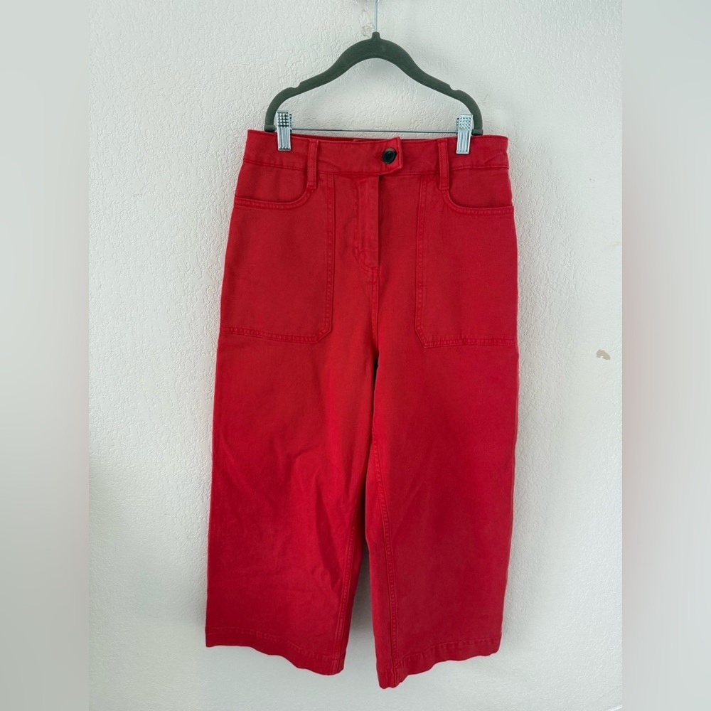 Cherry red Biden cropped High-Waisted Pants